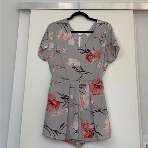 Pastel purple and pink floral romper